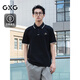 GXG男裝【桑蠶絲】 休閑繡花polo衫短袖男商務(wù)T恤上衣 25夏新品 黑色 L