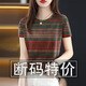 尚濤冰絲短袖t恤女夏季女裝新款韓版寬松百搭顯瘦半袖休閑上衣打底衫 紅條紋 XL 建議110-120斤