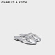 CHARLES&KEITH蝴蝶結仿珍珠飾穆勒拖鞋涼鞋生日禮物CK1-70920180 Silver銀色 39 （250）