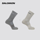 薩洛蒙（Salomon）男女款 戶外運(yùn)動(dòng)舒適透氣襪子 EVASION CREW 2-PACK 淺灰色/中灰色C20874 S