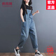 俞兆林（YUZHAOLIN）工裝牛仔背帶褲女2025春夏新款女裝休閑吊帶直筒時(shí)尚百搭薄款褲子 藍(lán)色牛仔 M 100-110斤