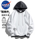 NASA MARVEL衛(wèi)衣男春秋季長袖t恤連帽假兩件潮牌寬松休閑大碼男裝 白色 L