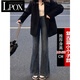 LPOX微喇叭褲女牛仔褲小個子復古藍喇春夏季新款直筒百搭拖地闊腿褲 復古藍小個子款(145-155) S