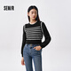 森馬（Semir）森馬針織衫女短款假兩件條紋氣質(zhì)2024春套頭衫通勤 黑白色調00391 M 160/84A