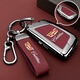 巫記適用凱迪拉克鑰匙套XT5 XT6車(chē)CT6殼XT4高級感XTS扣CT5包SRX男ATSL 刀形5鍵款-酒紅-皮帶扣