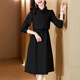 花嵐娜 長(cháng)袖時(shí)尚連衣裙女秋裝新款韓版高貴氣質(zhì)修身顯瘦中長(cháng)裙女 C黑色 2XL 128-138斤