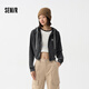 森馬外套女短款插肩袖復古簡(jiǎn)約春季小個(gè)子顯瘦緊身連帽夾克運動(dòng)風(fēng) 灰色調00422 L
