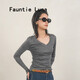 FAUNTIE LUNA長(cháng)袖T恤女軟糯百搭彈力簡(jiǎn)約修身顯瘦V領(lǐng)萊賽爾桑蠶絲打底衫T恤 暮云灰 S