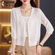 啄木鳥(niǎo)針織開(kāi)衫女冰絲2026年夏季新款配裙子上衣小外搭薄披肩 白色 M 90-100