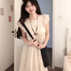 芭芙達妮甜美學(xué)院風(fēng)飛飛袖杏色連衣裙女學(xué)生夏季寬松顯瘦氛圍感超仙a字裙 杏色 M