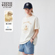 Teenie Weenie小熊女裝短袖T恤25夏季新款萬(wàn)針刺繡藍色學(xué)院風(fēng)上衣 乳白色 M