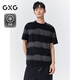 GXG男裝 圓領(lǐng)T恤條紋上衣涼感圓領(lǐng)短袖針織 2025夏季新品 黑色 M