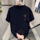 TOUCHPOINT輕奢潮牌高端T恤短袖男夏季新款寬松網(wǎng)紅印花圓領(lǐng)情侶休閑上衣男 黑色（蓮花） XL (建議140-160斤）