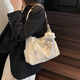 鉑吶苓包包女休閑大容量時(shí)尚斜挎包高級(jí)質(zhì)感單肩包簡約斜挎包通勤托特包 雙拉鏈拖特包【米白-無掛件】