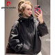皮爾卡丹（PIERRE CARDIN）洋氣顯瘦純色減齡長(cháng)袖連帽沖鋒衣歐貨2025早春新款時(shí)尚帥氣外套潮 黑色 有內襯 面料 S 建議105斤以?xún)? title=