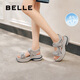 百麗（Belle）輕便魔術(shù)貼老爹涼鞋女25夏新商場(chǎng)款拼色厚底鞋D6Q1DBL5 灰色/藍(lán) 38 (240mm)