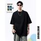 OEMG美式高街短袖t恤男女夏季潮牌五分袖寬松休閑百搭重磅情侶體恤衫 黑色 XL [建議120-135斤]