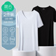 簡(jiǎn)云2件無(wú)痕莫代爾短袖t恤男士薄款冰絲打底衫夏季涼感上衣運動(dòng)內衣 【V領(lǐng)】白色+黑色 L 【適合110-130斤】