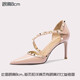 Lily Wei【南風(fēng)知意】2025夏季新款鉚釘裸色高跟鞋性感尖頭涼鞋女 裸粉色【跟高8cm】 38