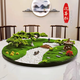 酒店大圓桌轉盤(pán)中間擺件餐桌花擺花圓形裝飾微景觀(guān)圓桌中心擺臺 迎客松 90cm直徑