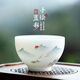 鈺銓龍門(mén) 德化羊脂玉瓷素燒主人杯 白瓷手繪水墨藍彩茶杯辦公家用品茗杯 藍彩如意杯-單杯（約100ml）
