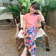 迪士尼女童小飛袖碎花防蚊褲套裝2024夏款中大童韓版時(shí)尚洋氣冰絲兩件套 嫩粉色兩件套 130
