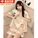 CEENIU可愛(ài)小貓少女學(xué)生睡衣2025新款夏季薄款短袖棉質(zhì)家居服套裝春夏天 卡通貓咪 【兩件套】 L （建議100-120斤）