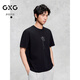 GXG男裝 潮流撞色印花寬松舒適短袖t恤男G24D442525 黑色 3XL