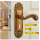 撲哩撲剌小50軸承門(mén)鎖具歐式仿古黃古銅臥室內房間套裝鋼木門(mén)執手復古裝修 2302-07黃古銅小50雙軸承