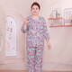 憶仟凡中老年棉綢套裝居家服睡衣送媽媽大碼加肥長(cháng)褲袖萊賽爾春夏秋開(kāi)衫 25L3L（75-100斤）
