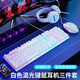 黑暗武士有線(xiàn)鍵盤(pán)鼠標套裝電腦鍵盤(pán)電競游戲鍵盤(pán)機械電競薄膜鍵鼠發(fā)光外設 白色-彩虹光背光-鍵鼠耳機3件套