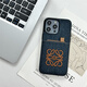 YNPO牛仔布LOEW蘋果14promax手機殼高級刺繡適用iPhone16保護殼支架零錢插卡包15Pro男女款13情侶套 LOEW牛仔布刺繡插卡包【深藍色】 iPhone 16 Pro Max