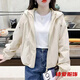 咚憬連帽短款純色小個子沖鋒外套女春秋寬松休閑夾克雙拉鏈潮流上衣 杏色 雙層有里布 L 建議100-115斤