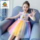 G.DUCKKIDS女童連衣裙夏裝2025新款洋氣小女孩彩虹兒童裝裙子公主裙寶寶夏季 彩虹色 130 cm