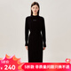 哥弟真的好（GIRDEAR）女裝字母羊毛羊絨針織收腰連衣裙A500216 A500231 黑-加長 L (4)