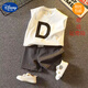 迪士尼（Disney）1-3-6歲男童夏季純棉舒適背心短袖套裝無袖夏裝潮服兒童炸街酷帥 白色套裝 100 建議2-3歲