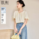 香影【涼感抑菌】新中式泡泡袖t恤女裝2025夏季新款盤(pán)扣國風(fēng)上衣 米黃 M 160/84A/95-110斤