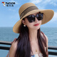啄木鳥(niǎo)（TUCANO）草帽女春夏季海邊沙灘遮陽(yáng)太陽(yáng)帽防曬防紫外線(xiàn)草帽2025新款涼帽 卡其色 條紋款 【可折疊】 均碼【頭圍可調節】贈送防風(fēng)繩