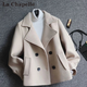 拉夏貝爾（La Chapelle）短外套女裝2025年春秋季新款上衣小個(gè)子小香風(fēng)外套衣服毛呢大衣女 杏色 XL