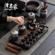 澤名家紫砂旋轉(zhuǎn)功夫茶具套裝家用陶瓷簡約輕奢泡茶便攜式旅行包送禮 寒梅石墨+茶盤禮盒裝 16頭