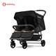 斯達露娜雙胞胎嬰兒車(chē)平躺折疊輕便避震高景觀(guān)二胎大小孩同用手推車(chē) 黑色（尊享升級版）+蚊帳+棉墊