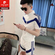 皮爾卡丹（pierre cardin）歐貨潮流條紋運動(dòng)套裝男2025夏季新款休閑時(shí)尚短袖短褲搭配兩件套 白色 M
