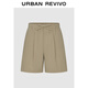 UR2025夏季新款男裝復古休閑松緊腰抽繩寬松短褲UML650065 綠卡其 34