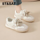 星期六軟底休閑鞋女時(shí)尚輕便德訓鞋平底百搭舒適顯腳小運動(dòng)鞋 米白 38