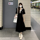 夢(mèng)琪嵐日系學(xué)院風(fēng)收腰顯瘦polo領(lǐng)短袖連衣裙子女夏季黑色長(cháng)裙2025年新款 黑色 【長(cháng)裙】 L 【建議100-120斤】