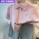 雷姆汀女童短袖Polo衫2025夏季休閑翻領(lǐng)T恤中小寶寶休閑上衣 皮粉色 布偶貓 90 建議身高85-95