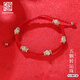 老銀匠s925銀紅繩時(shí)尚簡(jiǎn)約女生手工編織本命年情侶轉運珠閨蜜銀手鏈女士 五個(gè)轉運珠手繩長(cháng)17-26cm