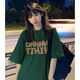 阿瑪瑟100%純棉夏季新款短袖t恤男女簡約寬松百搭ins潮流情侶裝打底上衣 A3-77-OHHHH短袖-墨綠 2XL