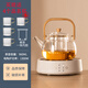 瓷牌茗茶具 玻璃茶壺電陶爐茶具套裝家用蒸煮一體壺圍爐養(yǎng)生茶花茶煮茶器 竹柄煮茶壺+白簡雅Q17電陶爐