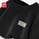 名創(chuàng  )優(yōu)品（MINISO）220G重磅華夫格短袖男肌理感高端ins潮流圓領(lǐng)半袖男士寬松百搭T恤 黑色(藍色風(fēng)格胸標) L 175 (名創(chuàng  )優(yōu)品 品控嚴格)